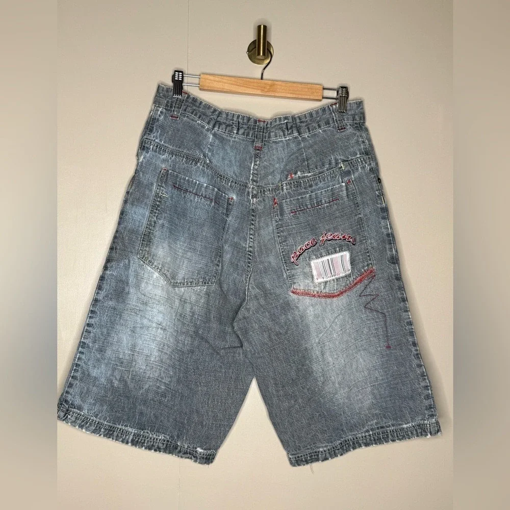 Vintage Paco Jeans Y2K Baggy Denim Jorts Embroidered Streetwear 32 Waist